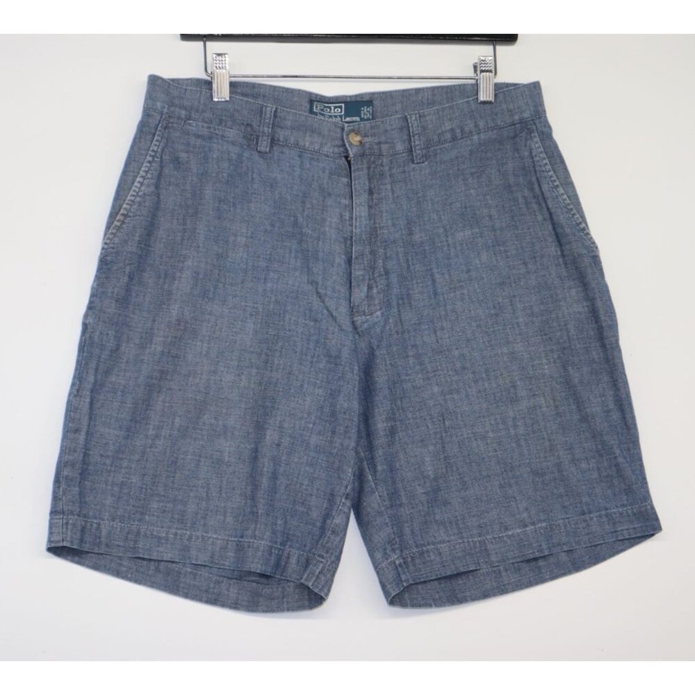 Polo Ralph Lauren Mens Chambray Blue Shorts Size 33 Preppy Casual